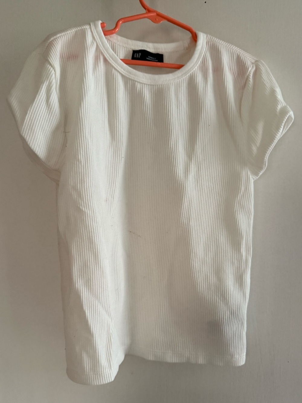 GAP Kids White Ribbed Crewneck Short Sleeve Tee Size XS